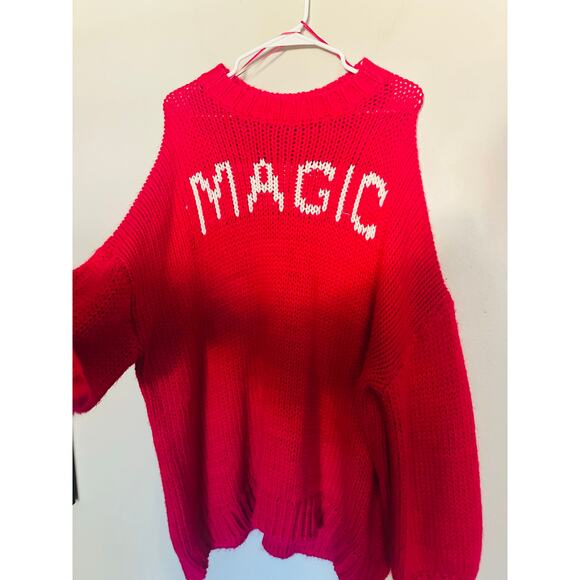 DRESSED IN LALA Hot Pink MAGIC Oversized Slouchy Chunky Knit Sweater sz S/M - Picture 6 of 9
